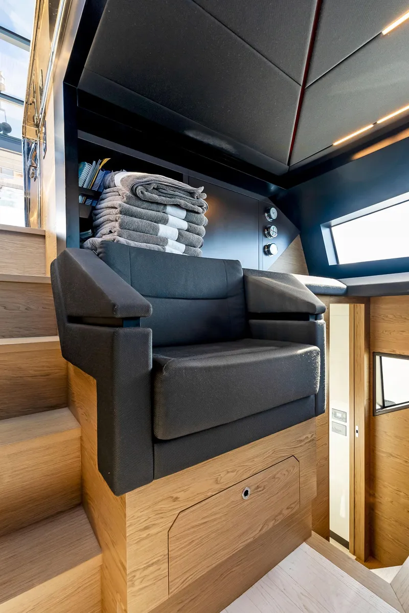 Slide: The Image of Luxurious interior of 2020 Ferretti Yachts 920 with plush seating and modern design. - 30