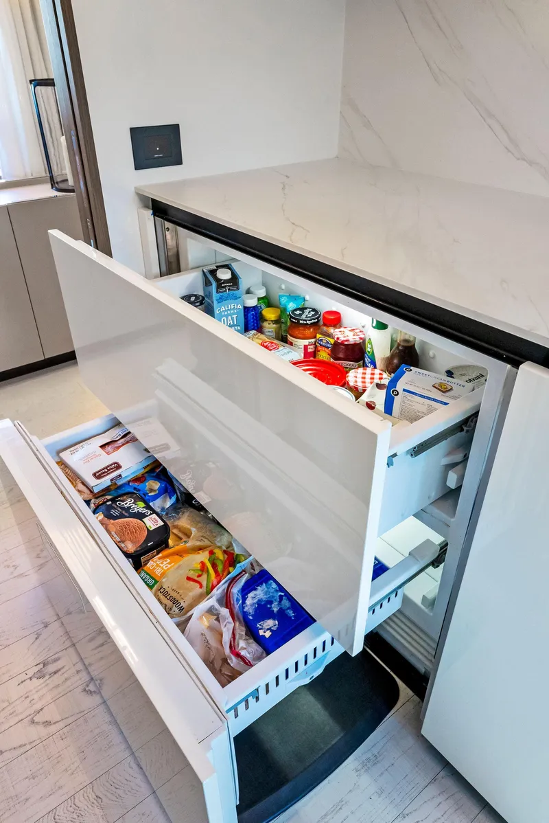 Slide: The Image of Modern kitchen with open drawer fridge on 2020 Ferretti Yachts 920. - 37