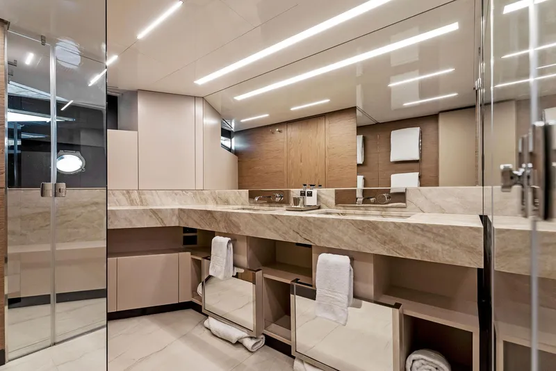 Slide: The Image of Luxurious bathroom in 2020 Ferretti Yachts 920, featuring modern design and elegant fixtures. - 44