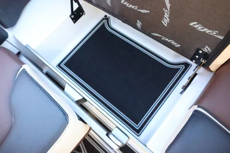 Slide: The Image of 2026 Tigé 24RZX boat interior with custom seating and branded upholstery. - 46