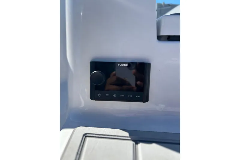 Slide: The Image of Fusion audio system on 2026 Sea Fox 228 Commander boat dashboard. - 29