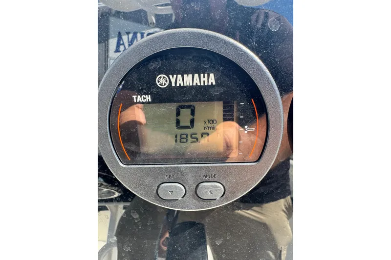 Slide: The Image of Yamaha tachometer displaying 0 RPM on a 2021 Tidewater 220 LXF boat. - 16