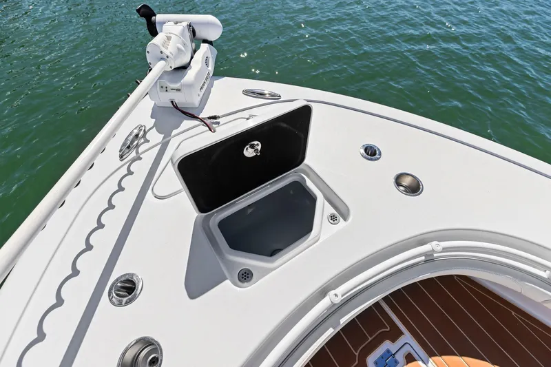 Slide: The Image of 2021 Barker Boatworks 26 Open bow with storage compartment and trolling motor. - 13