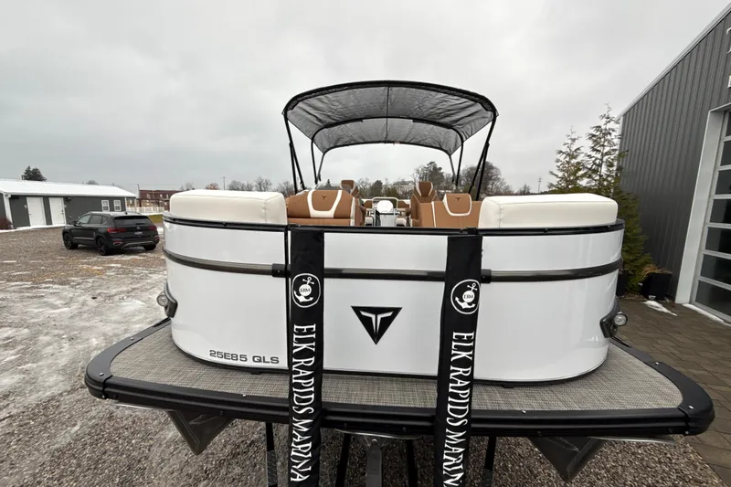 Slide: The Image of 2026 Tahoe Pontoon Cascade Quad Lounger Shift at Elk Rapids Marina, rear view. - 10