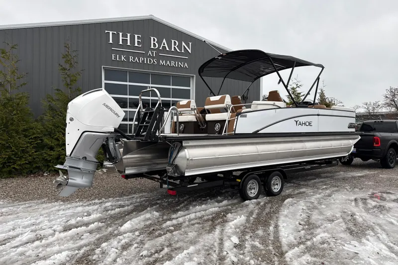 Slide: The Image of 2026 Tahoe Pontoon Cascade Quad Lounger Shift at Elk Rapids Marina. - 5