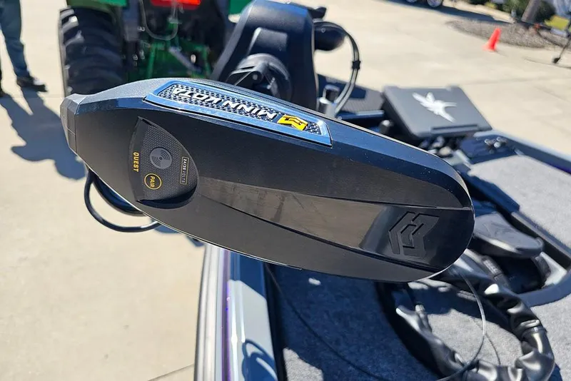 Slide: The Image of Close-up of a 2026 Phoenix 721 ZXL boat component, featuring a Minn Kota trolling motor. - 35