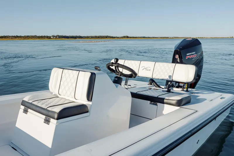 Slide: The Image of Modern Vtech 18 boat, 2026 model, with sleek seating and powerful Mercury Pro XS engine. - 15