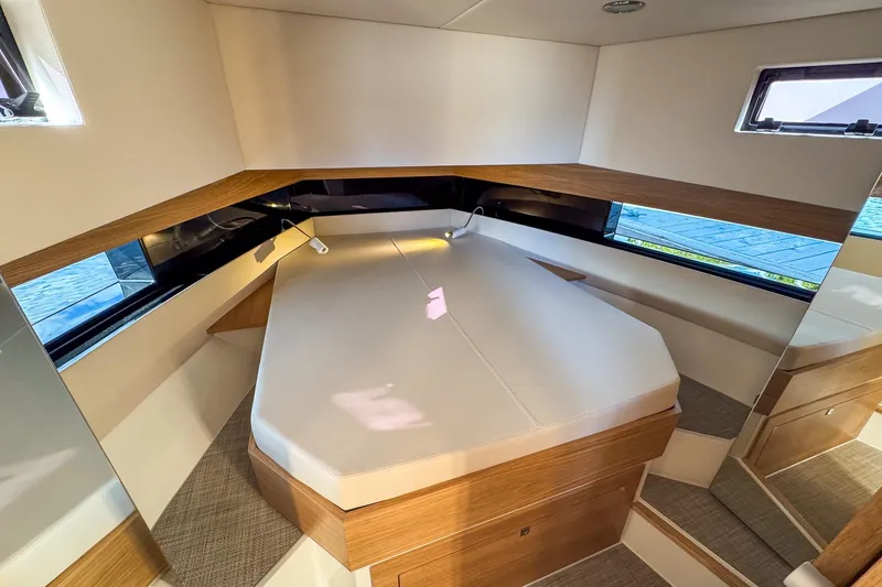 Slide: The Image of Luxurious interior cabin of 2026 De Antonio Yachts D42, featuring modern design and comfortable seating. - 33