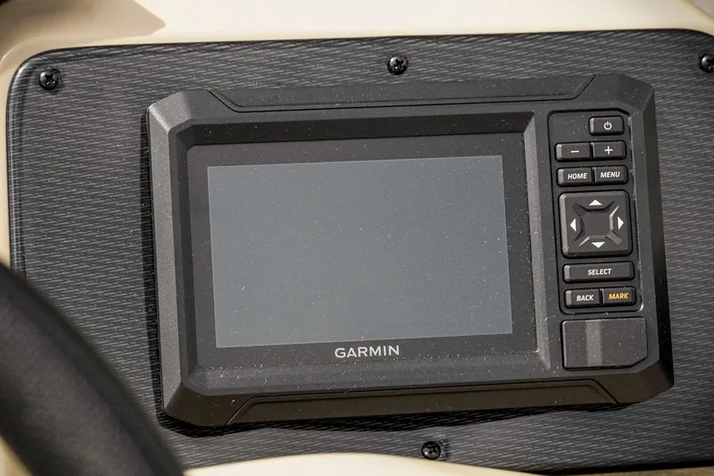 Slide: The Image of Garmin navigation system on 2026 SunCatcher Select 22RC boat dashboard. - 18
