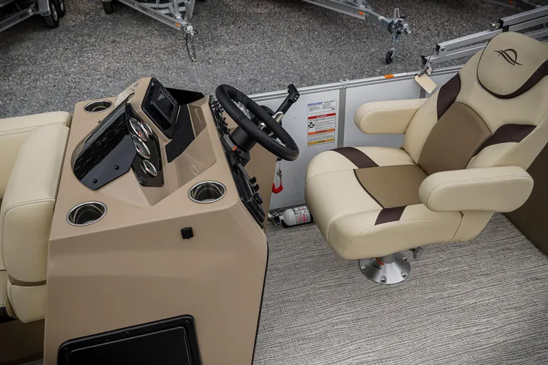 Slide: The Image of Captain's seat and console of 2026 SunCatcher Select 22RC pontoon boat. - 45
