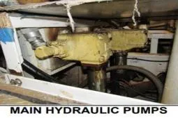 Slide: The Image of Main hydraulic pumps of 1979 Custom Longliner 58 boat, showcasing mechanical components. - 21