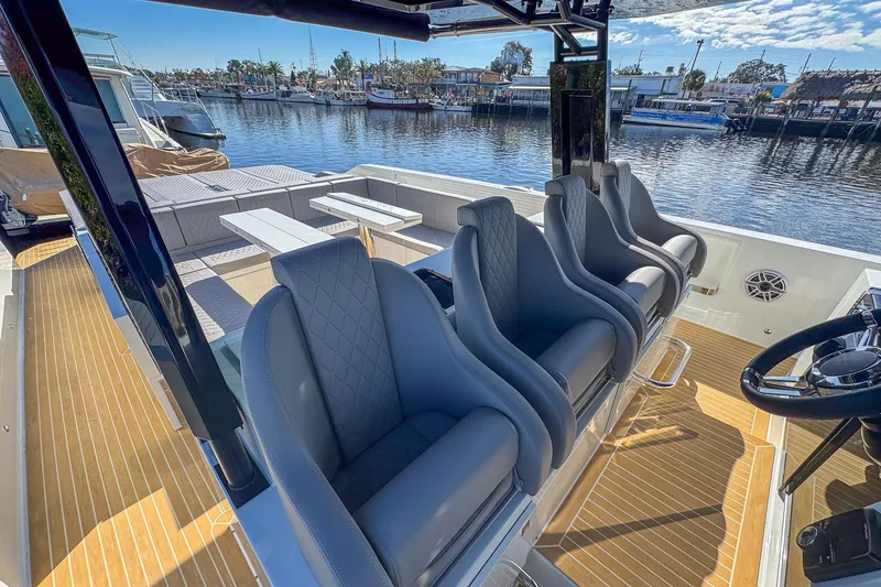 Slide: The Image of Luxurious 2026 De Antonio Yachts D42 interior with plush seating and elegant design. - 23