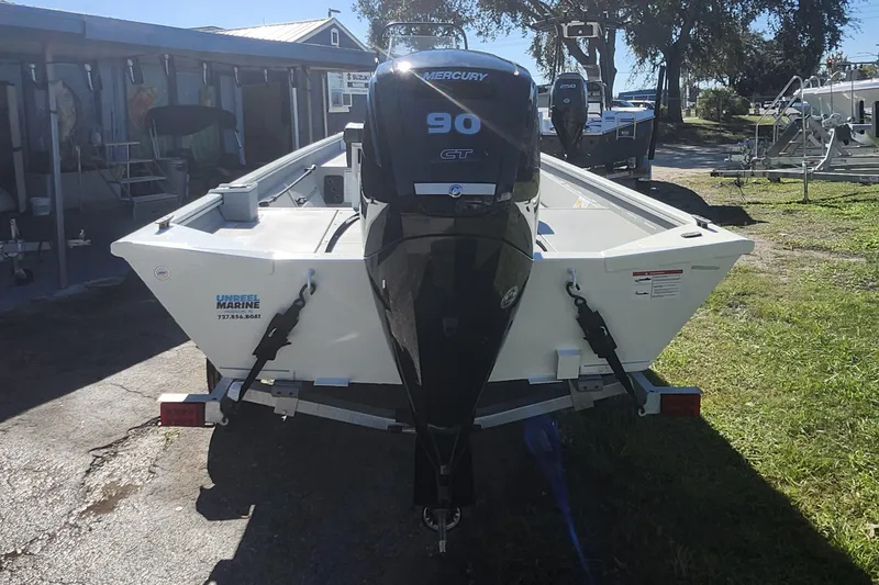 Slide: The Image of 2026 Lowe Roughneck 1860CC boat with Mercury 90 engine on trailer. - 5