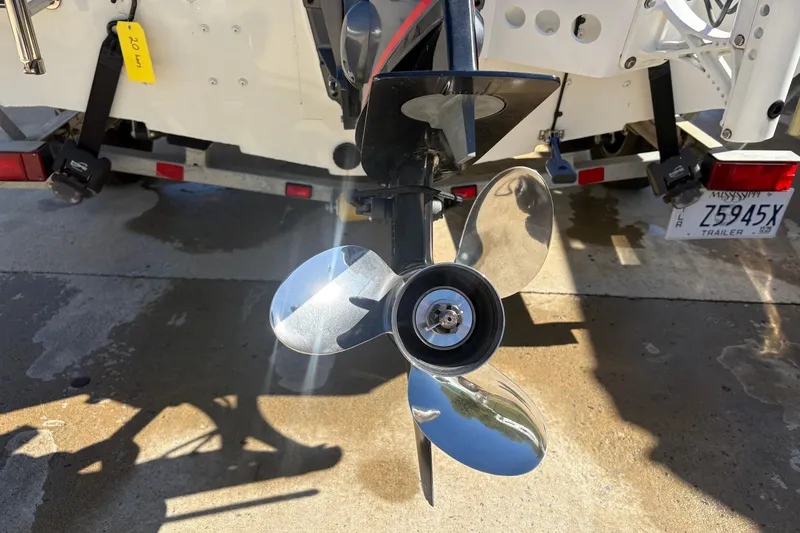 Slide: The Image of Propeller of a 2017 Ranger RB190 Bay boat on a trailer. - 3