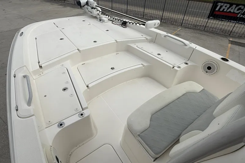 Slide: The Image of 2021 Sea Cat 260 boat deck with seating and storage compartments. - 9