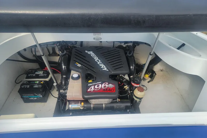 Slide: The Image of 2004 Baja H2X boat engine compartment with Mercury 496 MAG engine. - 4