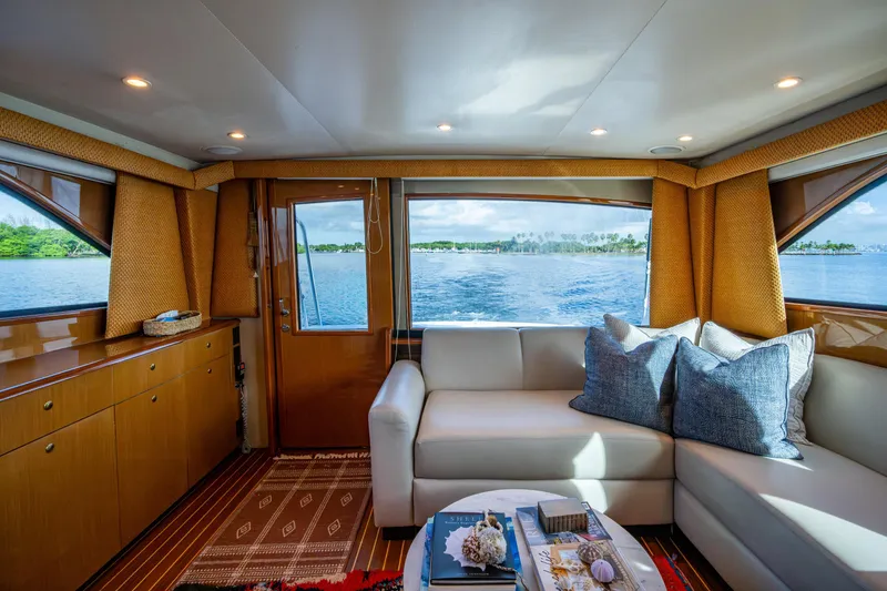Slide: The Image of Luxurious interior of 2004 Viking 48 Convertible yacht with scenic ocean view. - 7