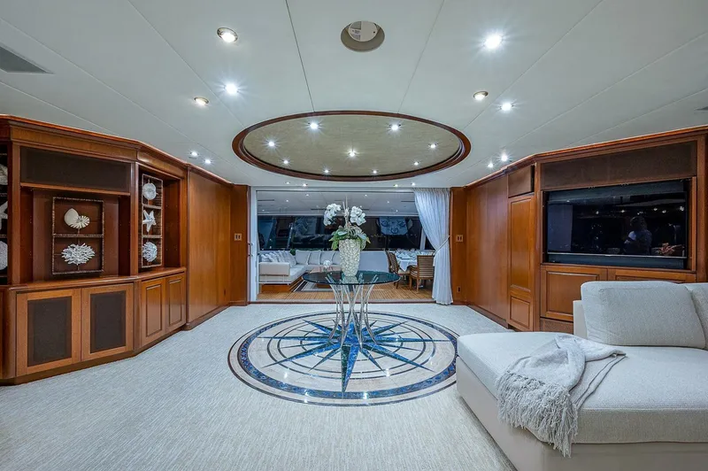 Slide: The Image of Luxurious interior of 2000 Christensen 141 Raised Pilothouse yacht with elegant decor and modern furnishings. - 14