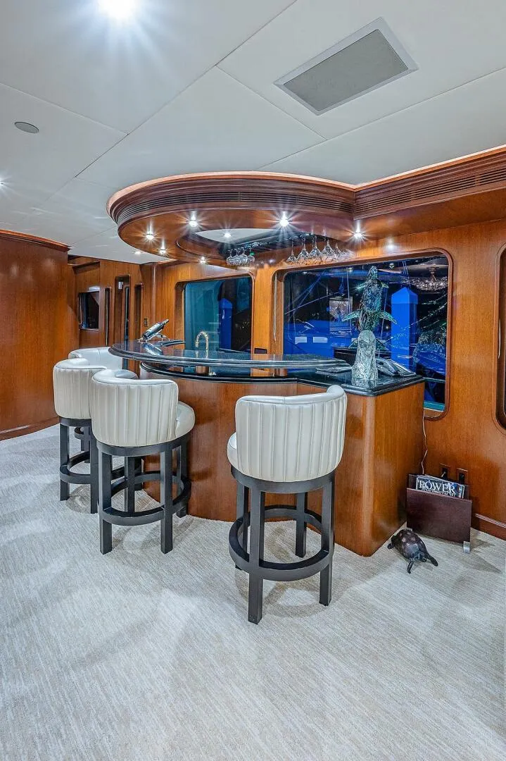 Slide: The Image of Luxurious yacht interior with elegant bar and seating, Christensen 141 Raised Pilothouse, 2000 model. - 20