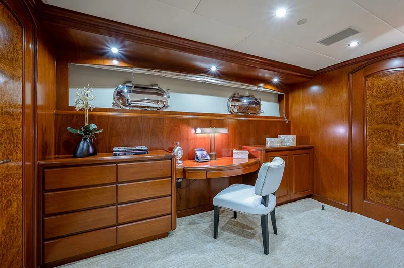 Slide: The Image of Luxurious wooden office interior on Christensen 141 Raised Pilothouse yacht, 2000 model. - 35