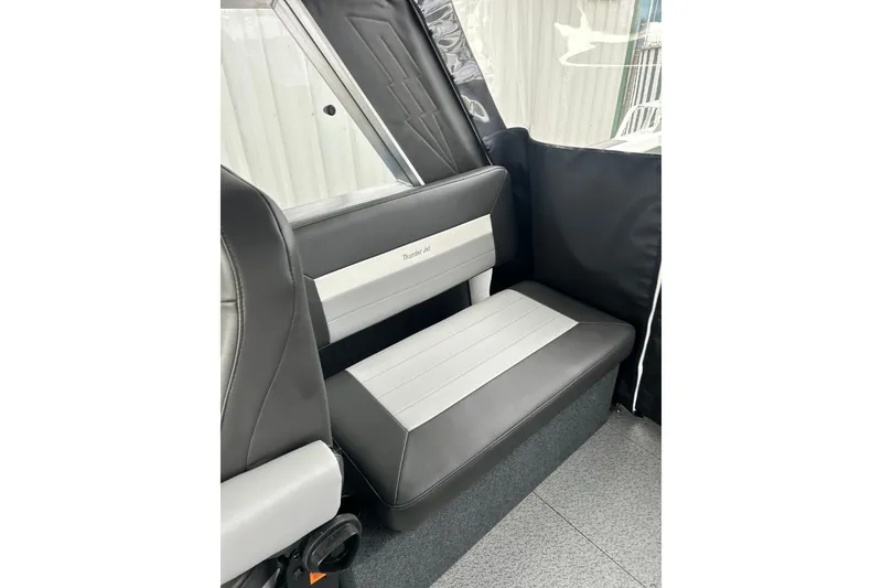 Slide: The Image of Interior seating of 2026 Thunder Jet 22 Chinook OS boat, featuring sleek design and comfortable upholstery. - 46