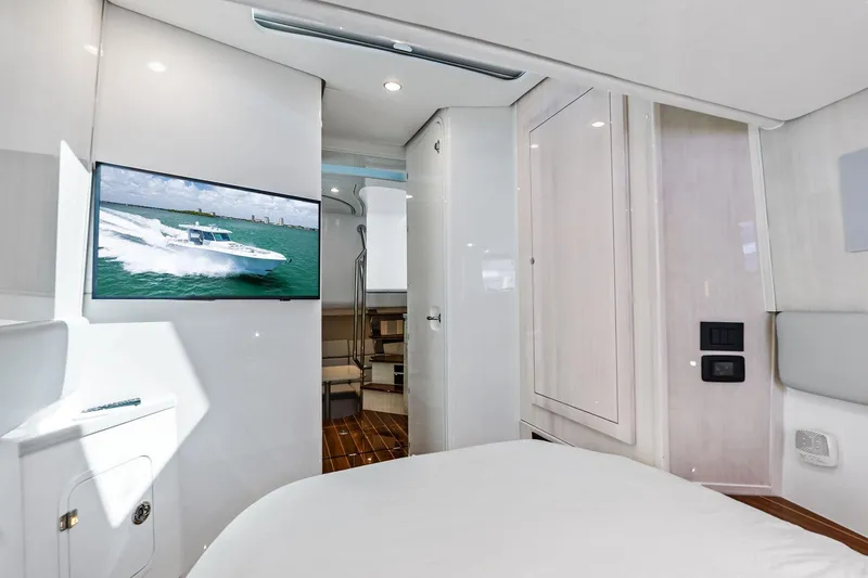 Slide: The Image of Luxurious interior of 2025 HCB 56 Suenos GIX yacht with modern amenities and sleek design. - 23