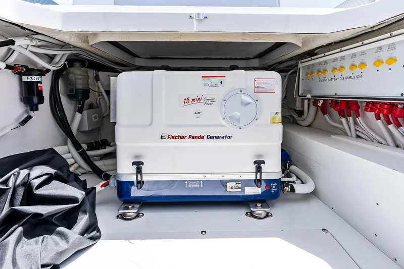 Slide: The Image of Fischer Panda generator in HCB 56 Suenos GIX 2025 boat engine room. - 35