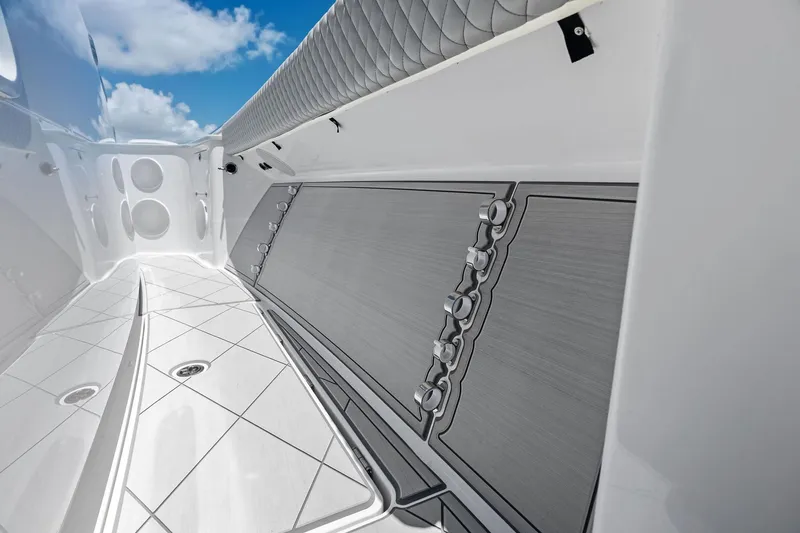 Slide: The Image of 2025 HCB 56 Suenos GIX boat interior with sleek design and modern features. - 44