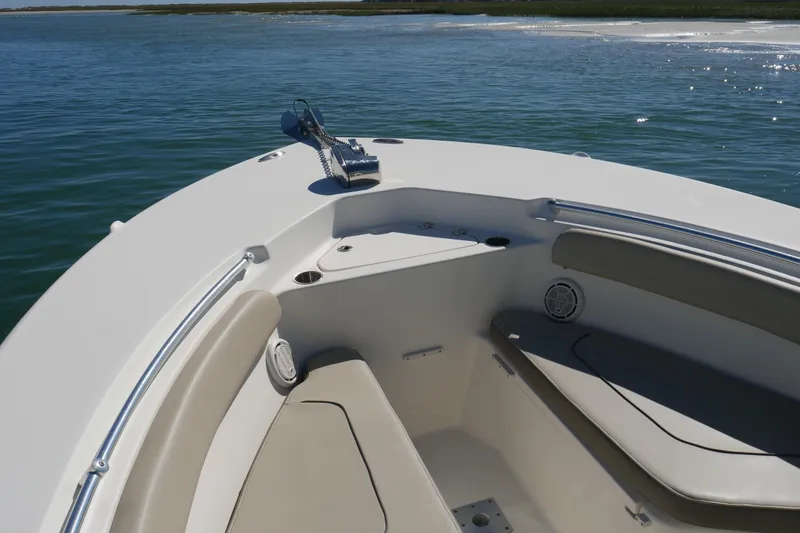 Slide: The Image of 2021 Key West 244 Center Console boat interior with seating and ocean view. - 6
