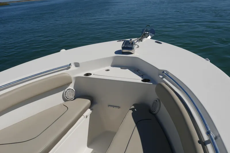 Slide: The Image of 2021 Key West 244 Center Console boat interior with open storage compartments. - 7