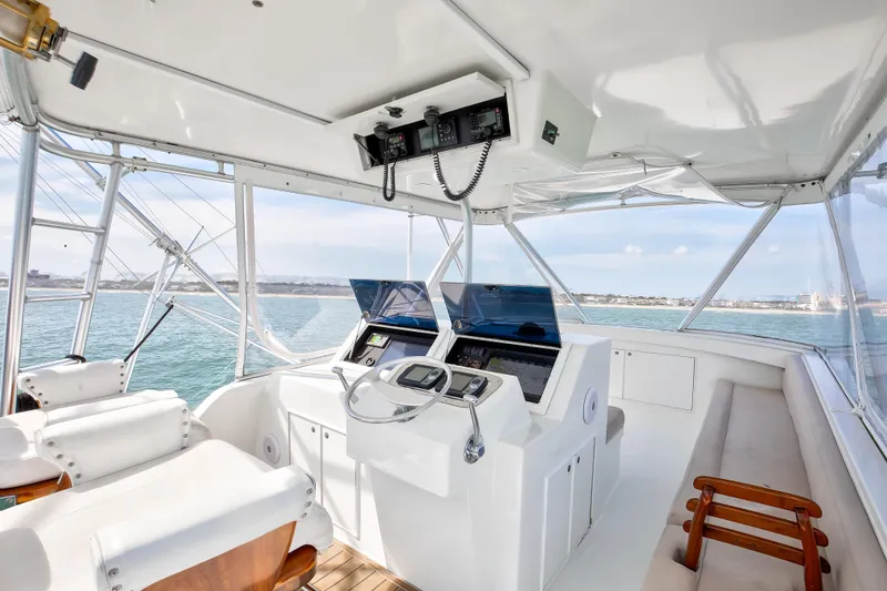 Slide: The Image of Interior of 1972 Jim Smith Custom Convertible yacht with modern navigation equipment. - 29