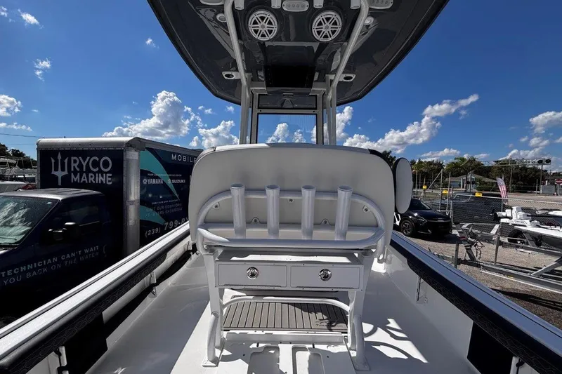 Slide: The Image of 2026 Tidewater 2300 Carolina Bay boat interior with dual seats and modern design. - 19