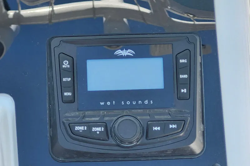 Slide: The Image of Wet Sounds audio system on 2026 Savannah 2200 Offshore boat dashboard. - 22