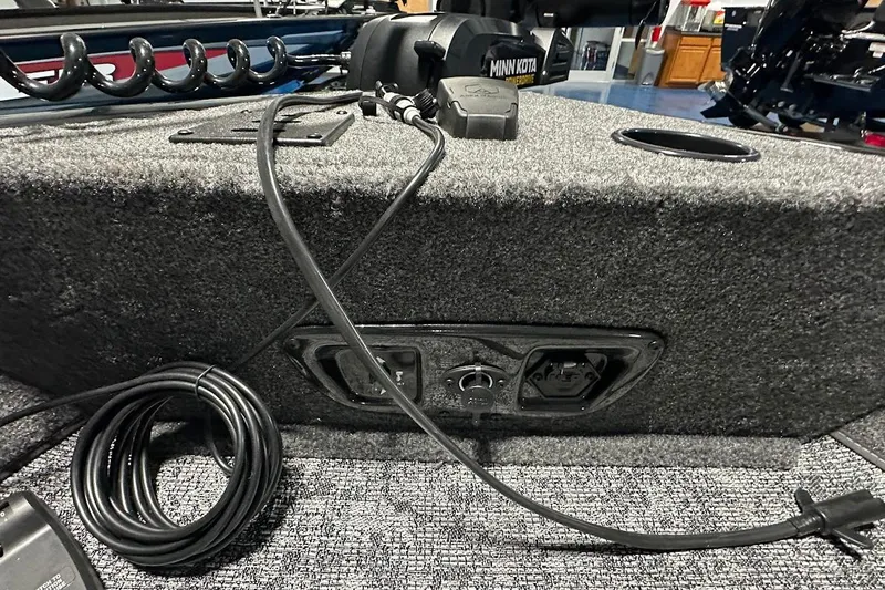 Slide: The Image of 2026 Tracker Pro Guide V-175 WT boat interior with Minn Kota trolling motor cables. - 10