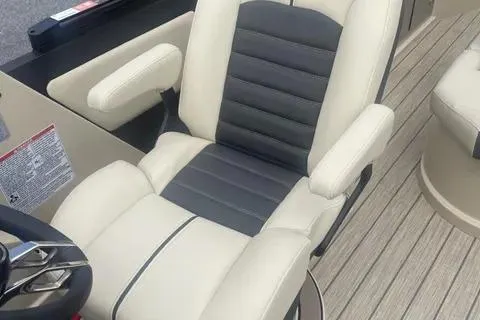 Slide: The Image of 2024 Sylvan G-3 DLZ DC boat seat with beige and gray upholstery. - 5