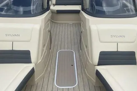 Slide: The Image of 2024 Sylvan G-3 DLZ DC boat interior with sleek seating and modern design. - 7