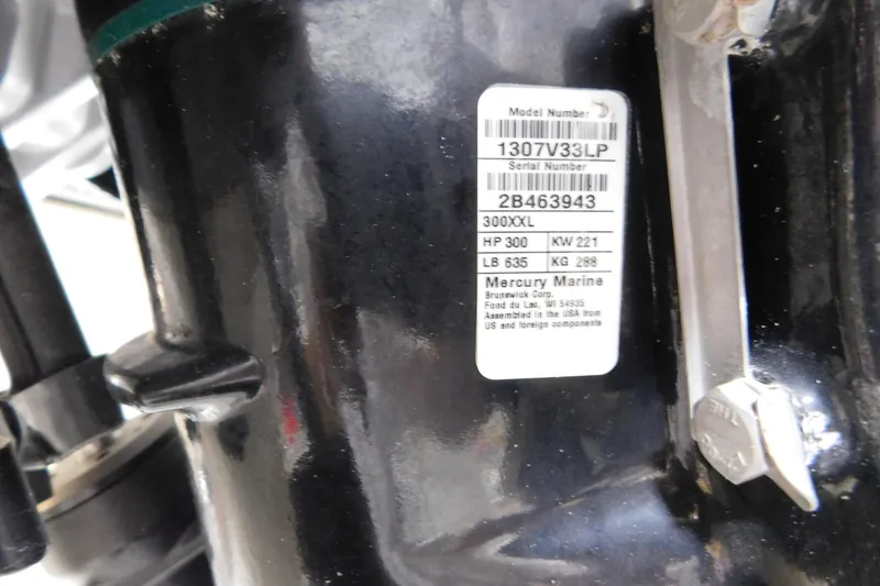 Slide: The Image of Label on Mercury Marine engine, model 300XXL, 300 HP, for 2003 Regulator 32 Center Console. - 11