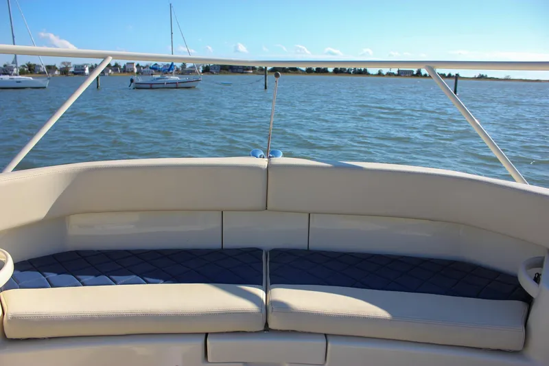 Slide: The Image of Joystick control on 2017 Chris-Craft Launch 38 boat dashboard with Garmin display. - 44