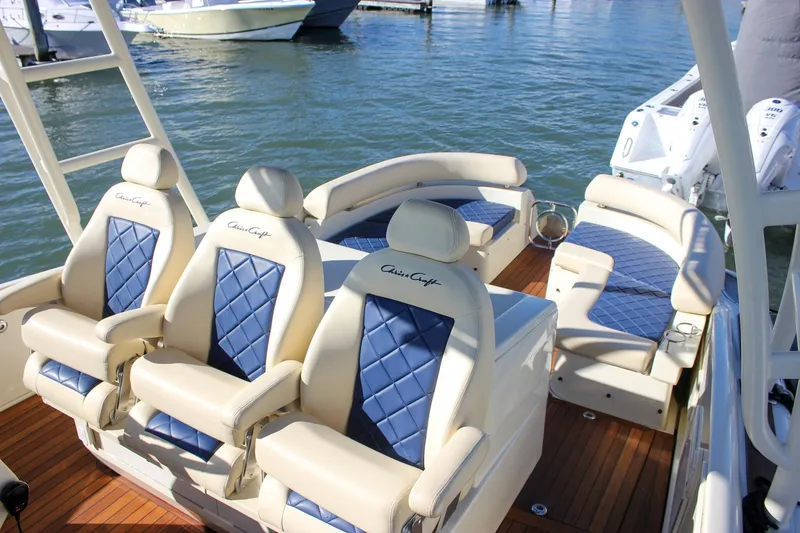 Slide: The Image of 2017 Chris-Craft Launch 38 boat with spacious deck and luxurious seating. - 55