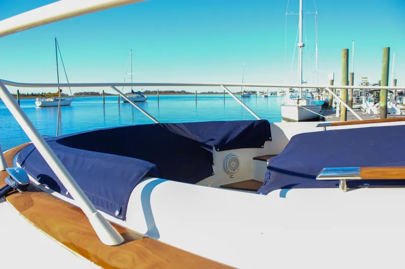 Slide: The Image of 2017 Chris-Craft Launch 38 docked on a sunny day, Cornwall, NY. - 91