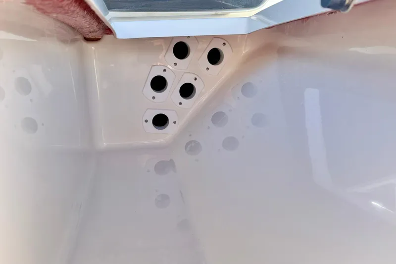 Slide: The Image of Interior view of 2026 Key West 230 Bay Reef boat with drainage holes. - 23