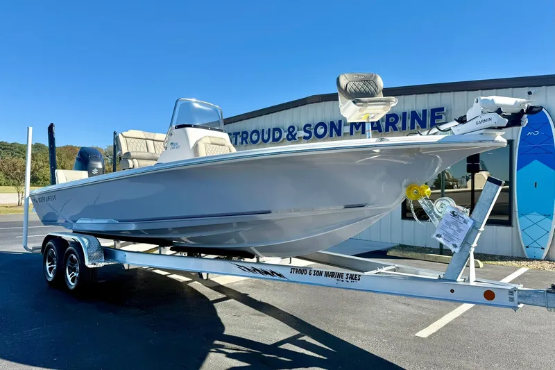 Slide: The Image of 2026 Key West 230 Bay Reef boat on trailer at Stroud & Son Marine. - 3