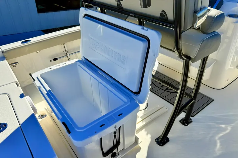 Slide: The Image of 2026 Key West 230 Bay Reef boat with open cooler on deck. - 36