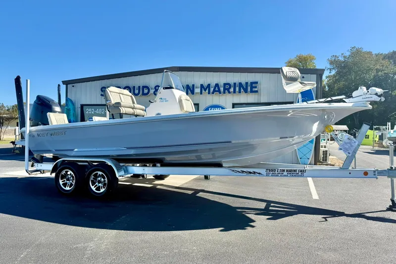 Slide: The Image of 2026 Key West 230 Bay Reef boat on trailer at Stroud & Son Marine. - 6