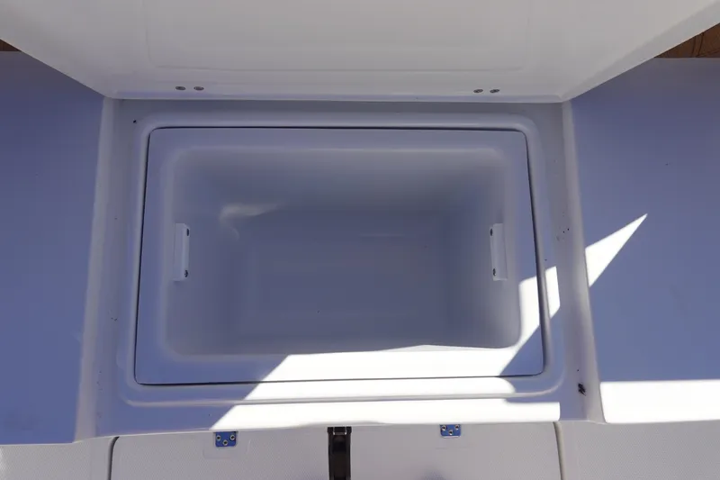 Slide: The Image of 2026 Sea Hunt Ultra 285 Coffin Box with transparent lid and secure latch. - 11