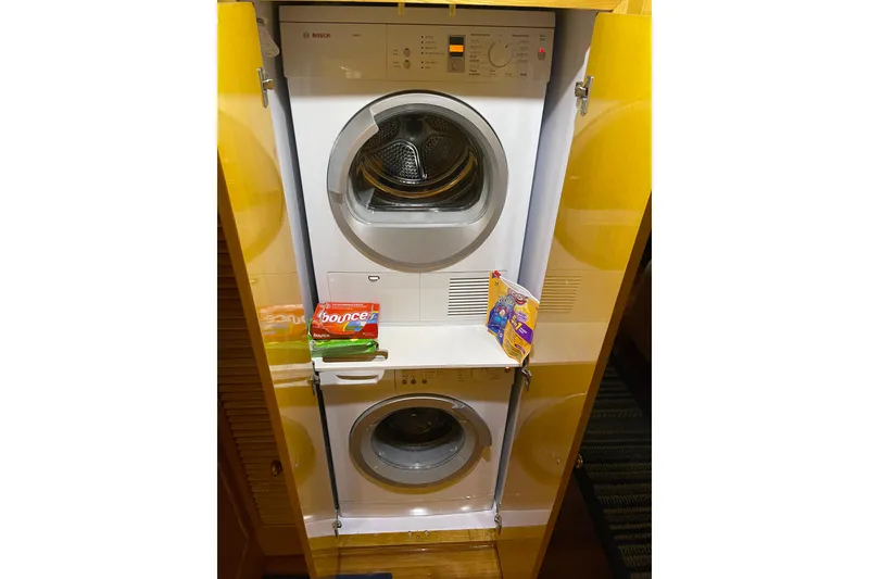Slide: The Image of Bathroom interior of 1995 JOHNSON 65 Flybridge Motoryacht, featuring sink and toilet. - 126