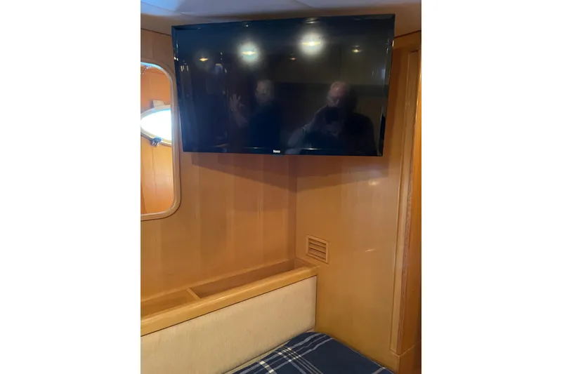 Slide: The Image of Luxurious bathroom in 1995 JOHNSON 65 Flybridge Motoryacht with polished wood flooring. - 99