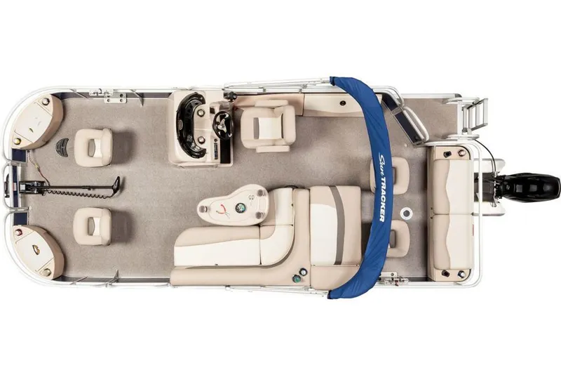 Slide: The Image of 2016 Sun Tracker Fishin' Barge 22 DLX pontoon boat interior layout, top view. - 4