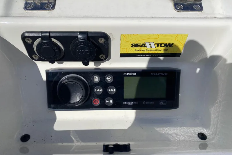 Slide: The Image of Garmin navigation display on 2019 Brig Eagle 650 boat, showing route and sonar data. - 9