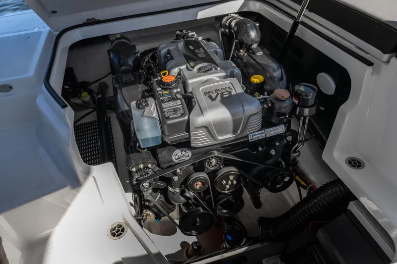 Slide: The Image of Engine compartment of 2026 Monterey Elite 27 SD with V8 big block engine. - 31